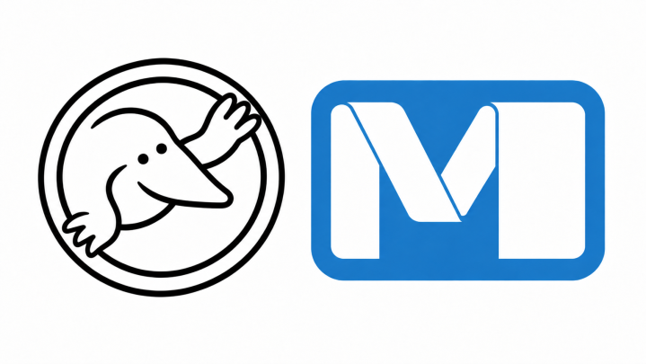 Logo van een mol rechts en het logo van de Brusselse metro rechts